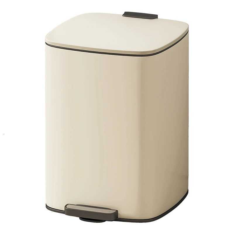 6L Square Thin Lid Trash Can Stainless Steel with Double Inner Outer Buckets for Living Room Kitchen and Office Storage C251120