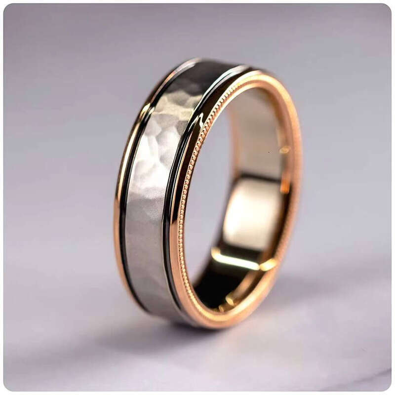 2pcs Grass Stone Engagement hip-hop moissanite Women's Valentine Party Jewelry Silver/Rose Gold Plated Unisex Wedding Ring Set - view 3