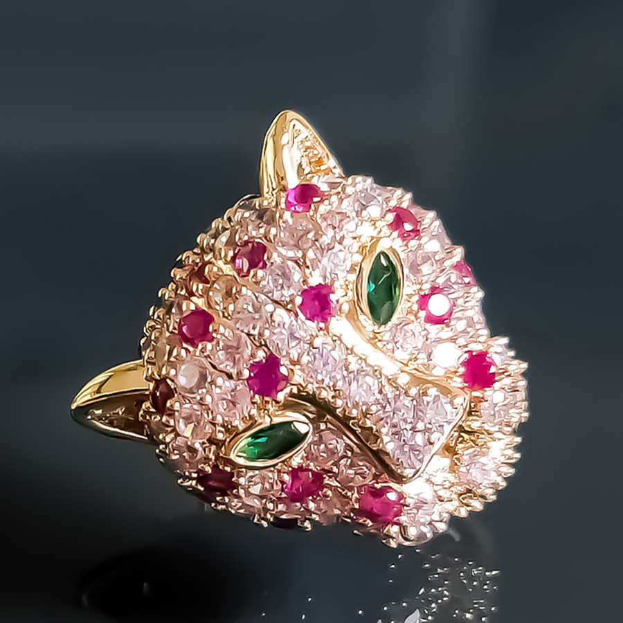 Luxury Brand Designer Jewelry Silver Needle French Retro Zircon Leopard Head Earrings Personality Exquisite High-End Earrings Light Luxury Retro Vinta