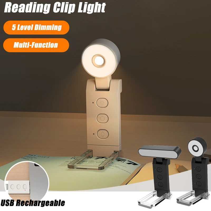 LED Reading Book Lamp Portable Book Clip Night Lights Bedroom Eye Protect Charging Dimmable Clip 360 Flip Led Book Lamps M251120