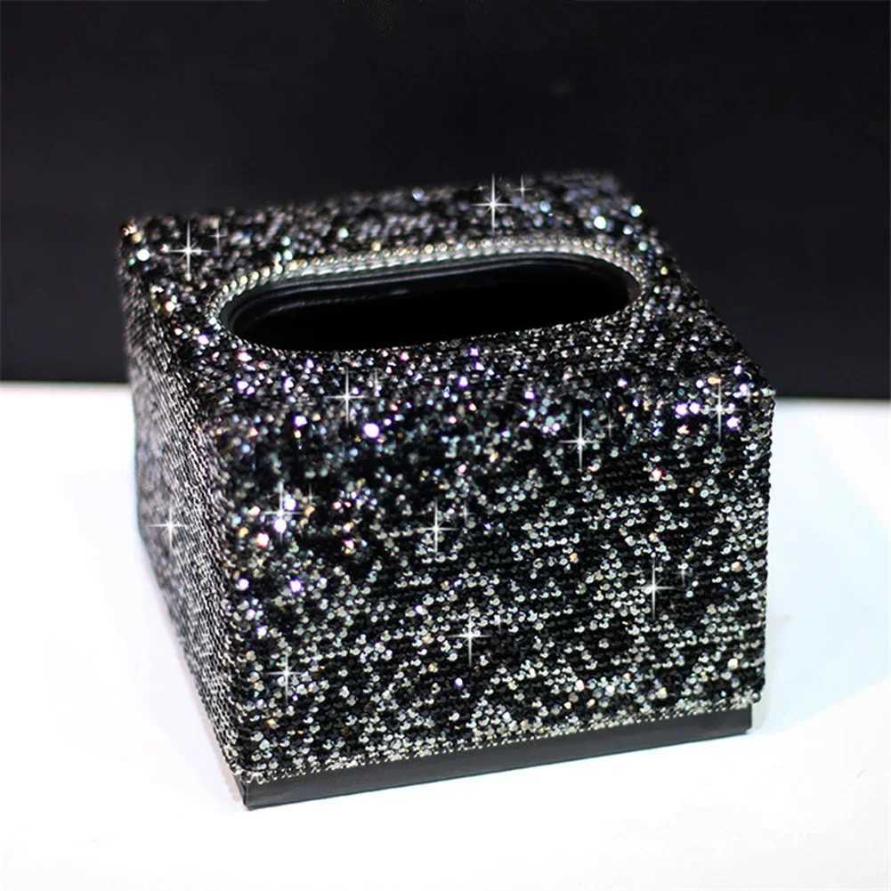 Luxury Shiny Crystal Small Size Car Tissue Box Pink Gold Purple White Home Office Use Tissue Box Paper Towel Case for Women Girl C2511200