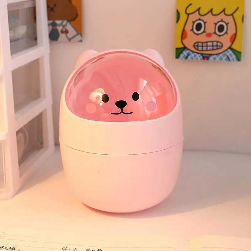 Cute Desktop Trash Can Animal Design Tiny Tabletop Wastebasket Funny With Shake Lid Decorative Desktop Trash Can With Lid C251120