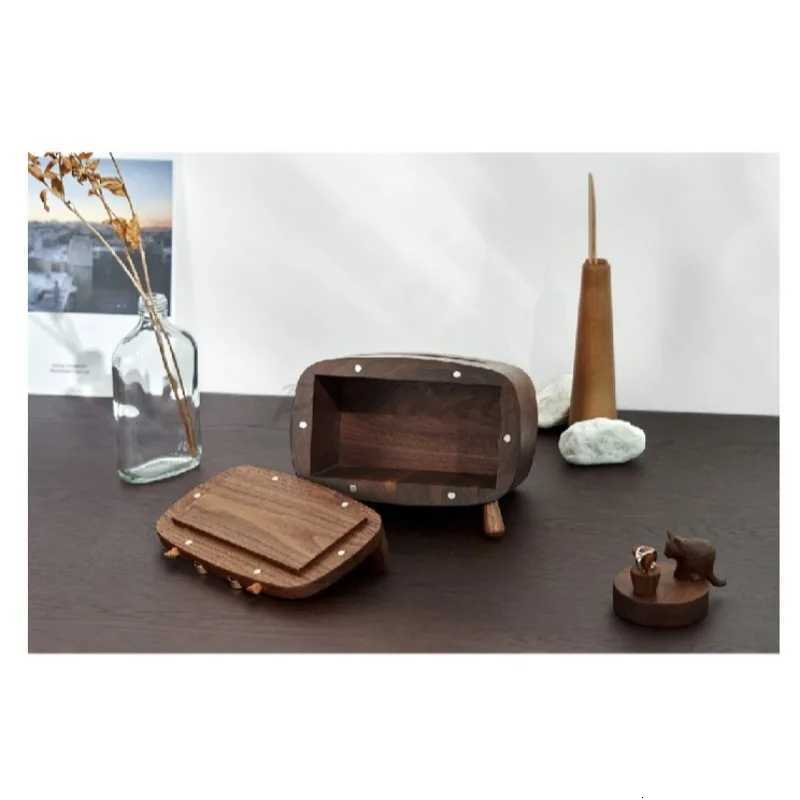 Light Luxury Solid Wood Hippopotamus Tissue Box Living Room Desktop Paper Box Mobile Phone Holder Creative Decorative Gift C251120