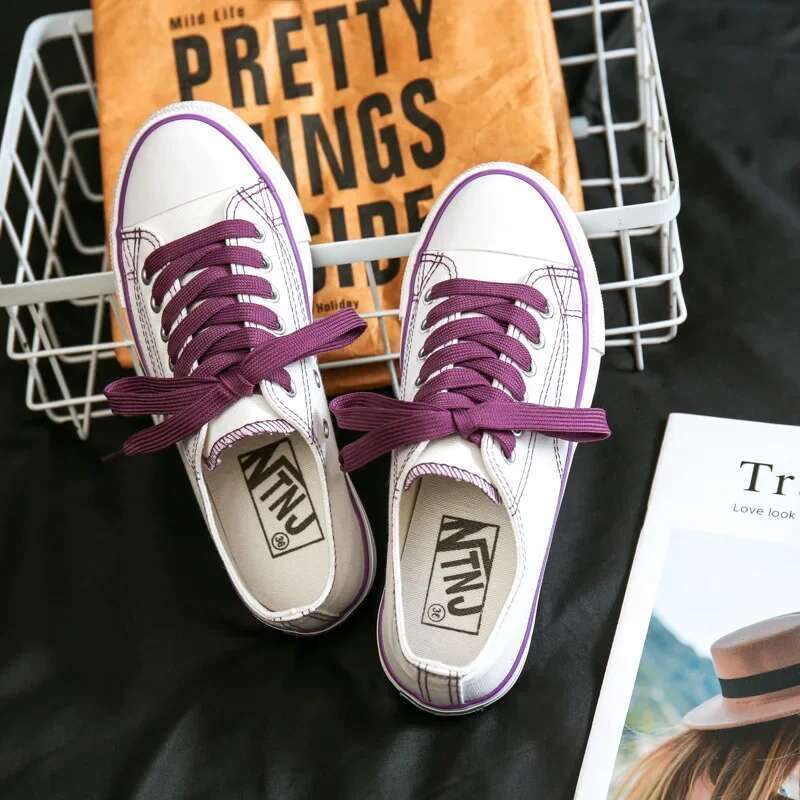 Sneakers Women White Fashion Classic Canvas Shoes Hot Flat Ladies Vulcanize Light Lace-Up Causal Sports Atos Mujer