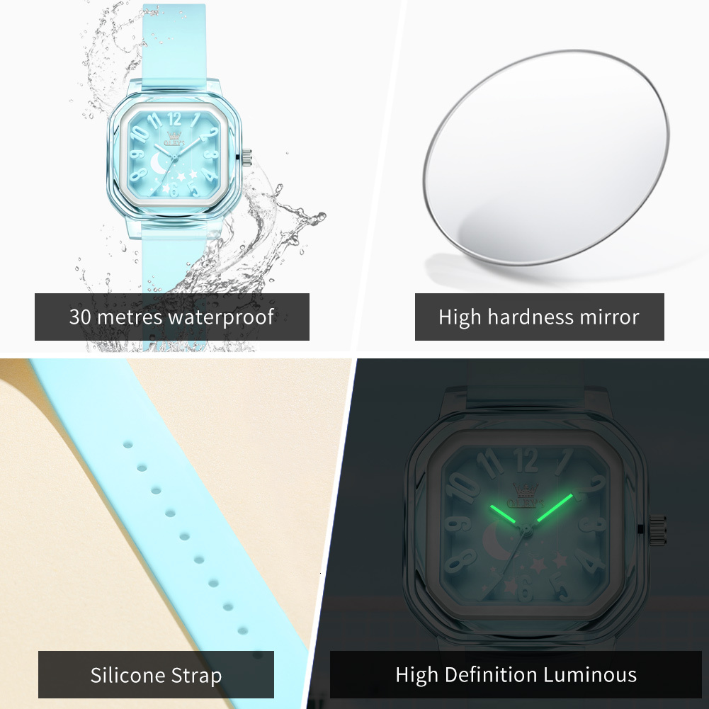 OLEVS Designer Ladies' Luxury Silicone Strap Waterproof Luminous Quartz Square Watch Offers Free Wholesale Delivery For Students And Children