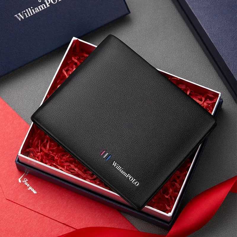 Leather mens short wallet with large capacity and cardholders leather anti slip multi card wallet with long and multifunctional features W250419