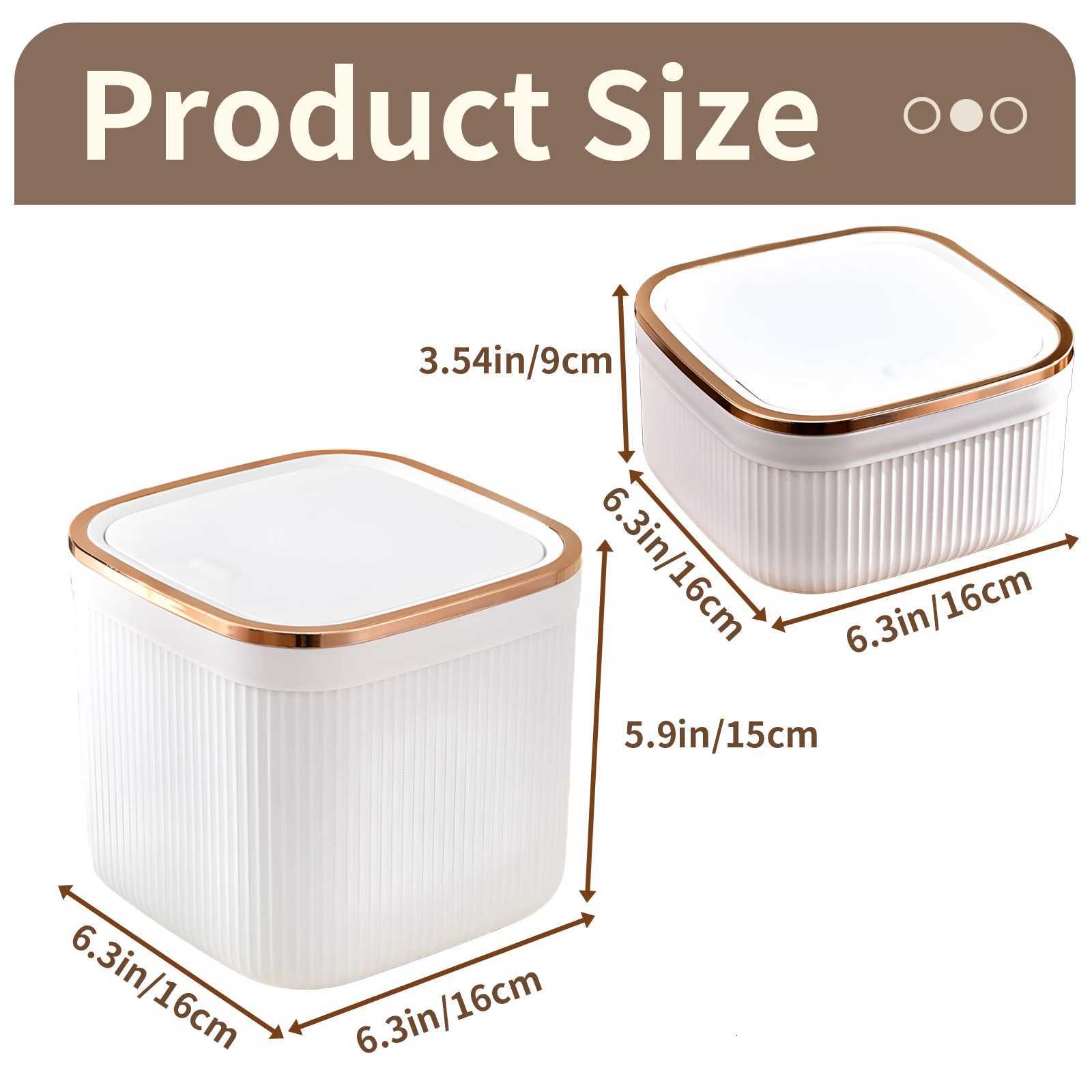 Press on desktop trash can rose gold edged office high aesthetic pop-up lid countertop trash can C251120