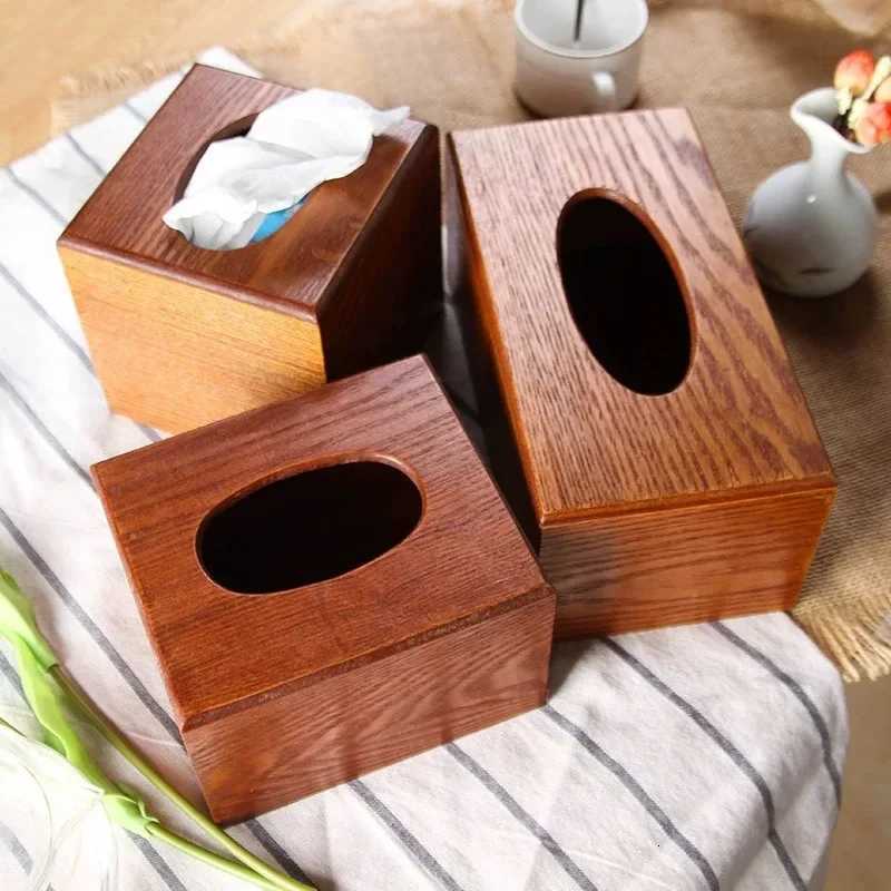 Wooden Tissue Box Light Luxury Living Room Dining Room Wooden Napkin Holder Car Tissue Holder Kitchen Storage Supplies C251120