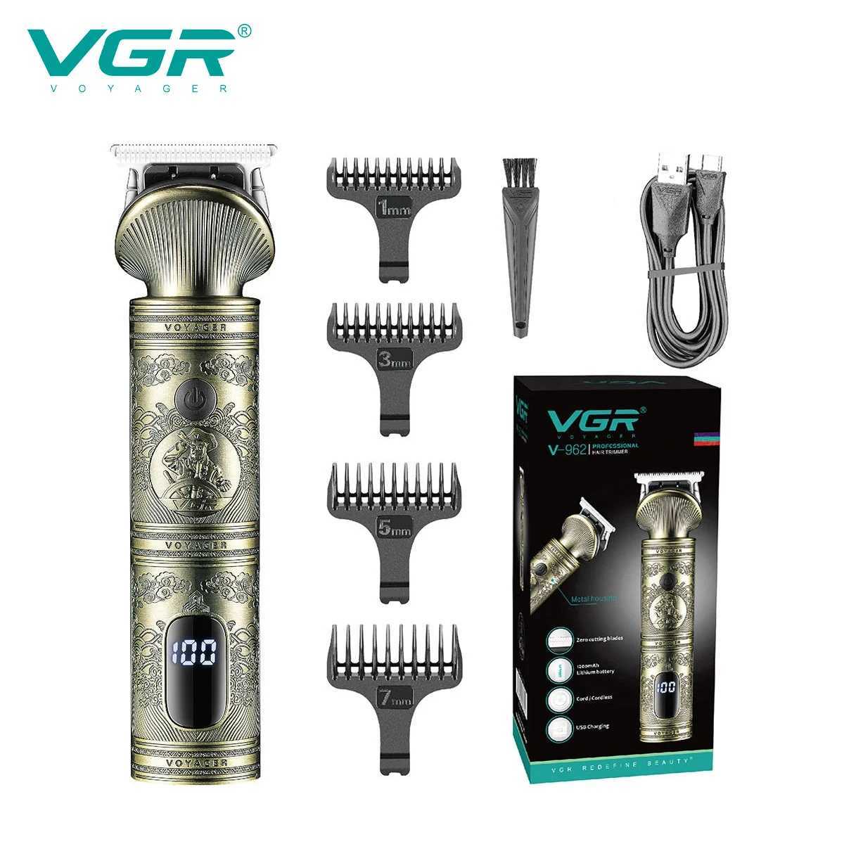VGR Retro Metal Electric Hair Clipper Household Oil Head Carving Electric Push Clipper T-shaped Blade Hair Trimmer V-962T251120