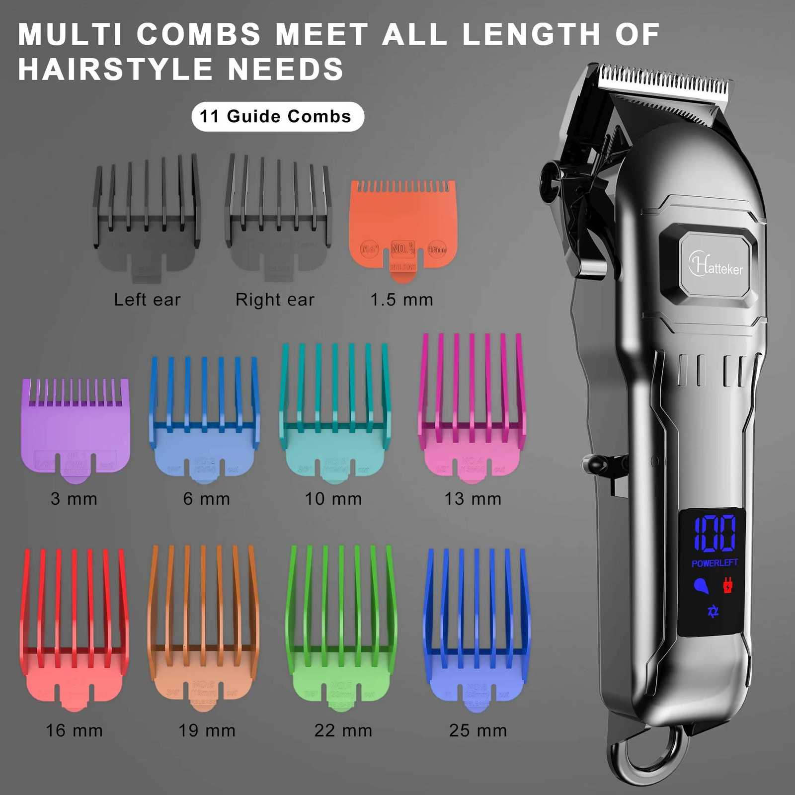 Hatteker Professional Electric Hair Clipper for Men USB Cordless Hair Trimmer Barber Machine with Hairdressing Cape SetT251120