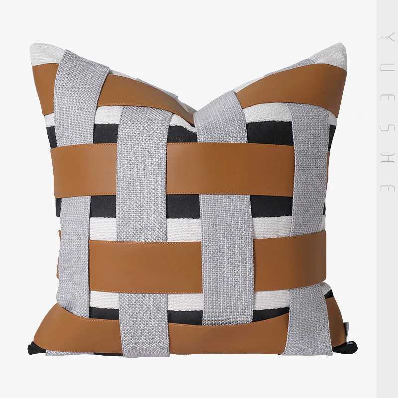 Pillow Case Simple and modern hotel bedroom square orange black woven sofa living room decoration restaurant winery C251120