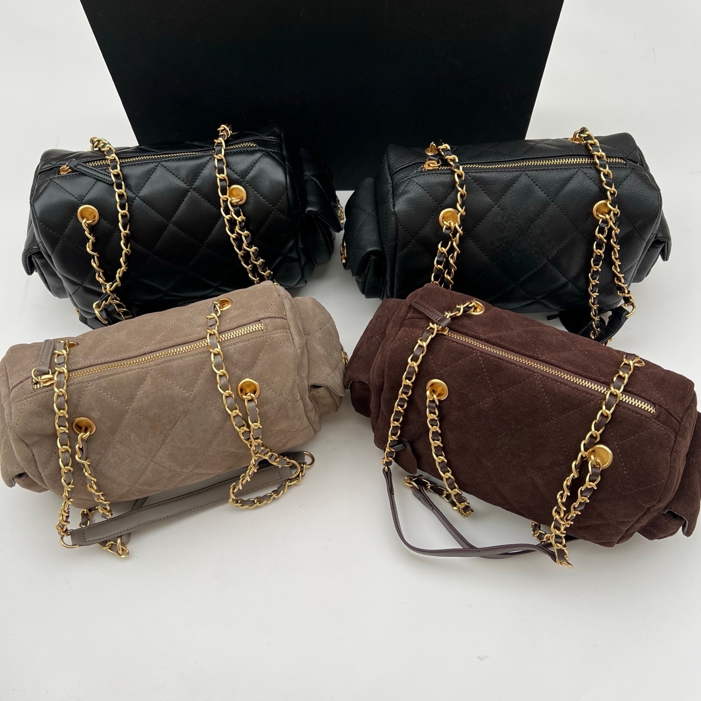 Vintage Leather Look Bowling Bag with Antique Hardware, Two Side Pockets, Spacious Interior (30x16cm)