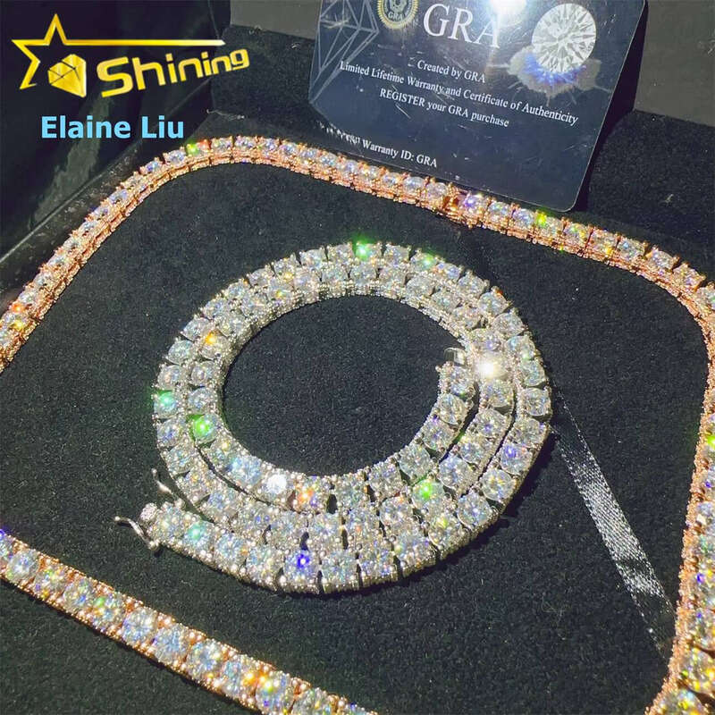 Hip-Hop Jewelry Vvs Silicon Stone Iced Out 6.5mm Bracelet Sier Tennis Chain Necklace