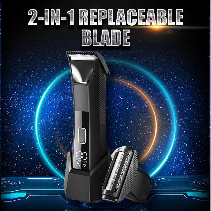 Hair Trimmer Dual-Head Safe Trimmer Foil Blades Waterproof Wet/Dry Groomer USB-C Rechargeable with Travel LockT251120