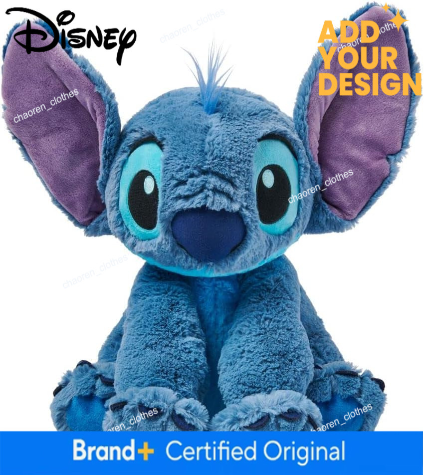 custom DISNEY STORE Official Stitch Medium Soft Toy Kids, Cuddly Character with Fuzzy Texture and Embroidered Details, Flexible Floppy Ears Disney Plu