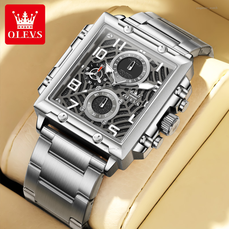 OLEVS Designer Men's Watches Fashionable Youth Business Square Quartz Watches Luminous Waterproof Men's Watches Luxury Watches Free Delivery