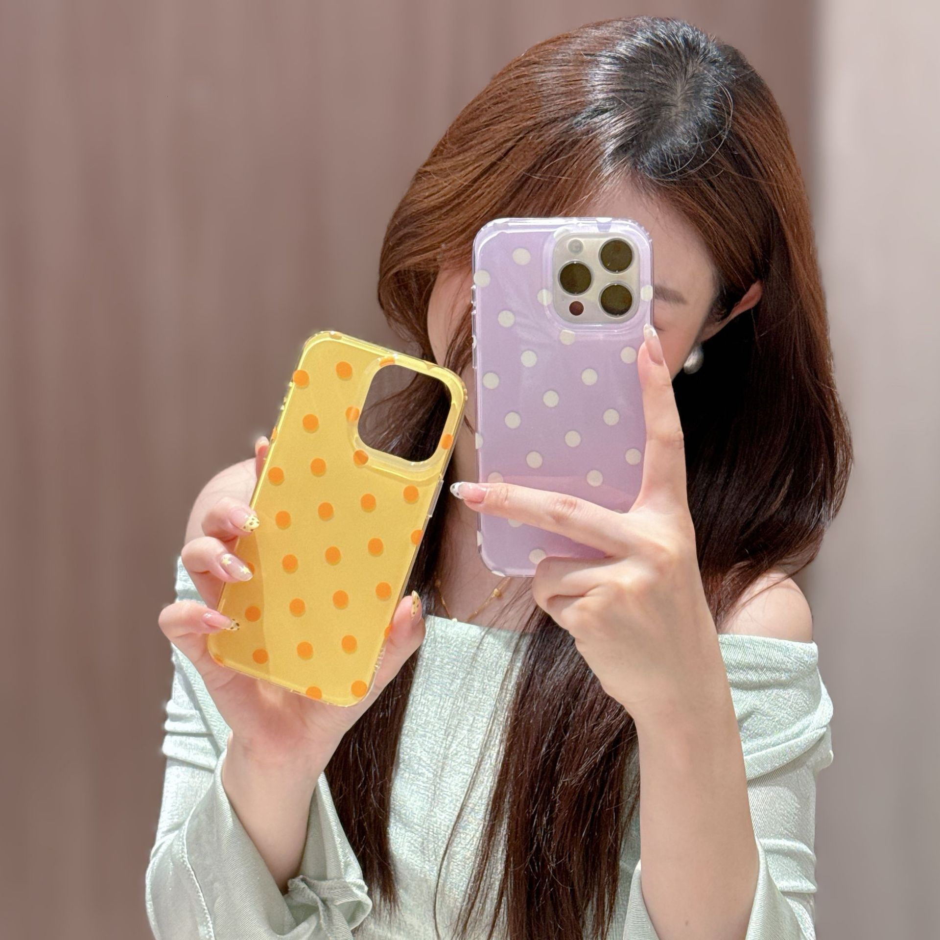 Fresh Polka Dot Phone Case Compatible with iPhone 17 Pro Max Glossy Protective Case iPhone 16/15 Pro iPhone for Girls