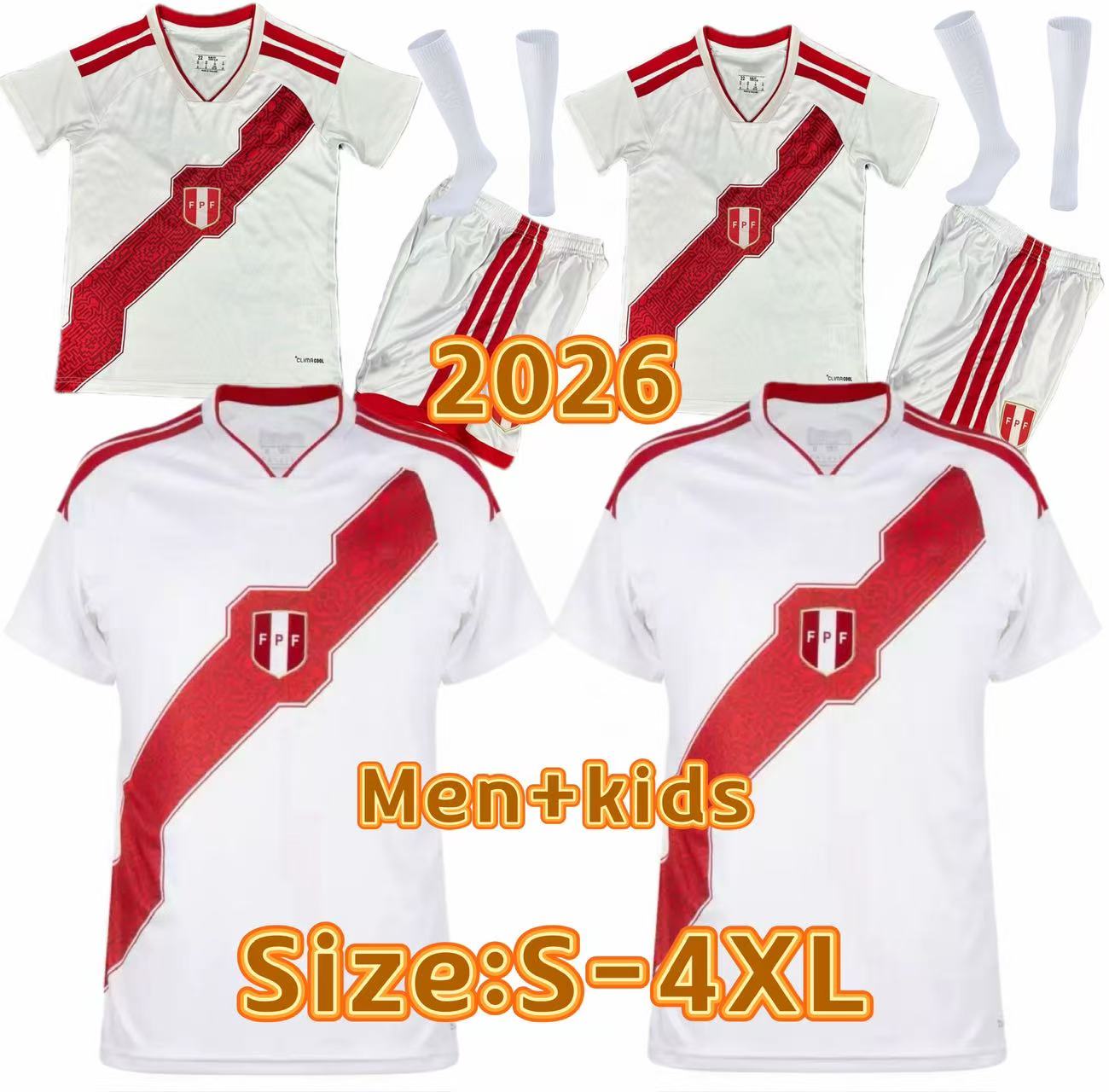 2026 Peru soccer jersey 25 26 27 pena YOTUN Inga REYNA GUERRERO La Bicolor Seleccion national team football shirt Peruvian Kids Kit home and away jersey 4XL