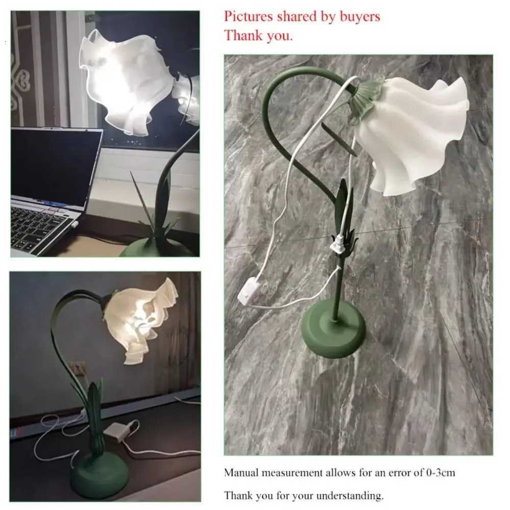 Vintage Three-speed Lighting Night Light Soft Light DIY Floral Table Lamp Bedside LED Reading Light Desktop Decoration M251120