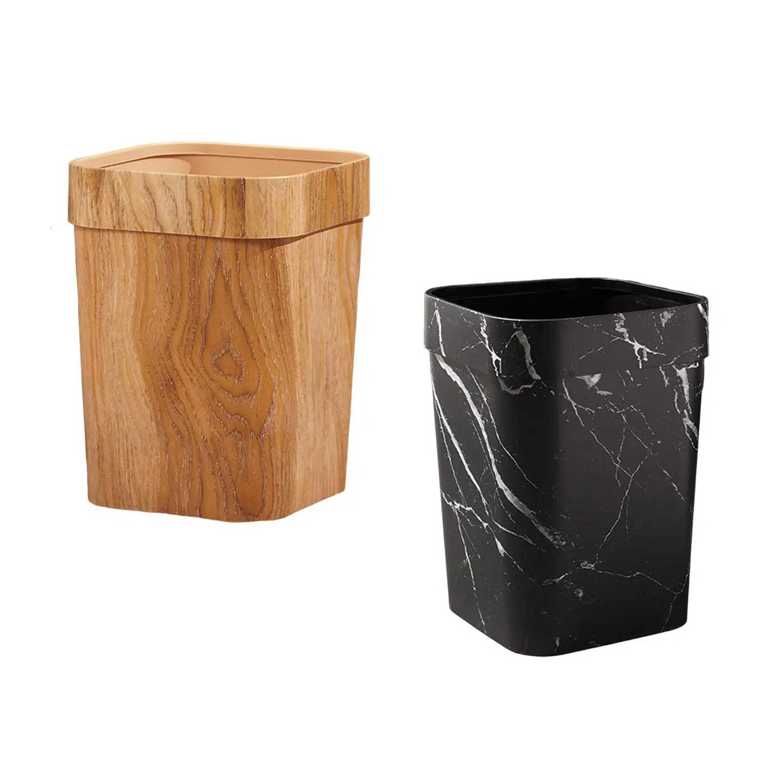Vintage Wood Grain Trash Can Reusable Durable Anti Skid Waste Paper Basket Large C251120
