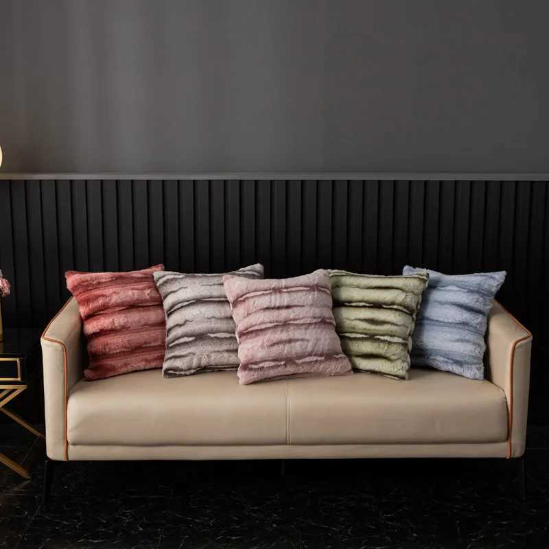 Pillow Case Striped Autumn And Winter Plush Cushion Covers For Home Sofa Bed Throw Covers Living Room Decorative C251120