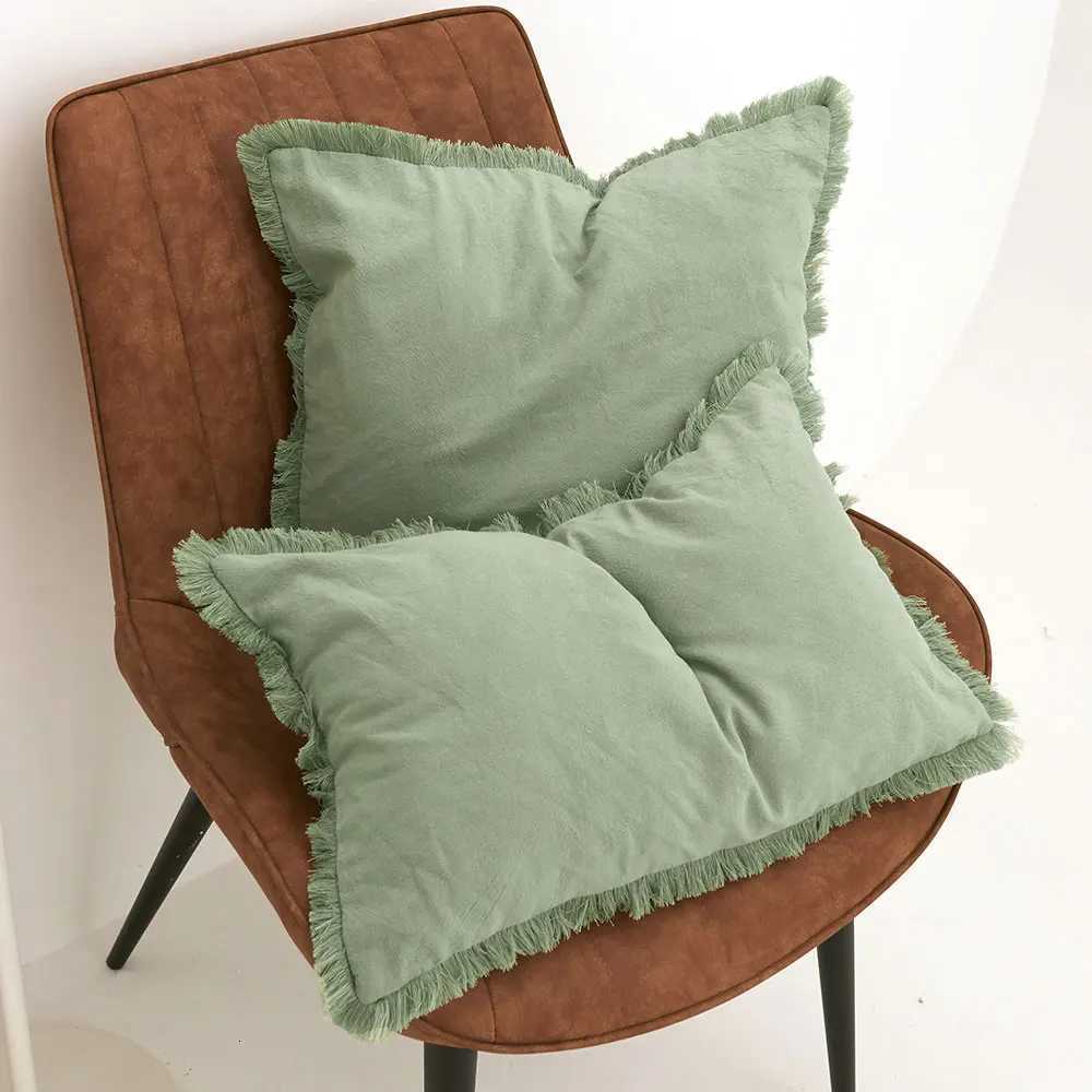 Pillow Case Light Green Cushion Cover With Tassel Home Decor Living Room Decorative Throw Cover Nordic Style Funda Cojin case C251120