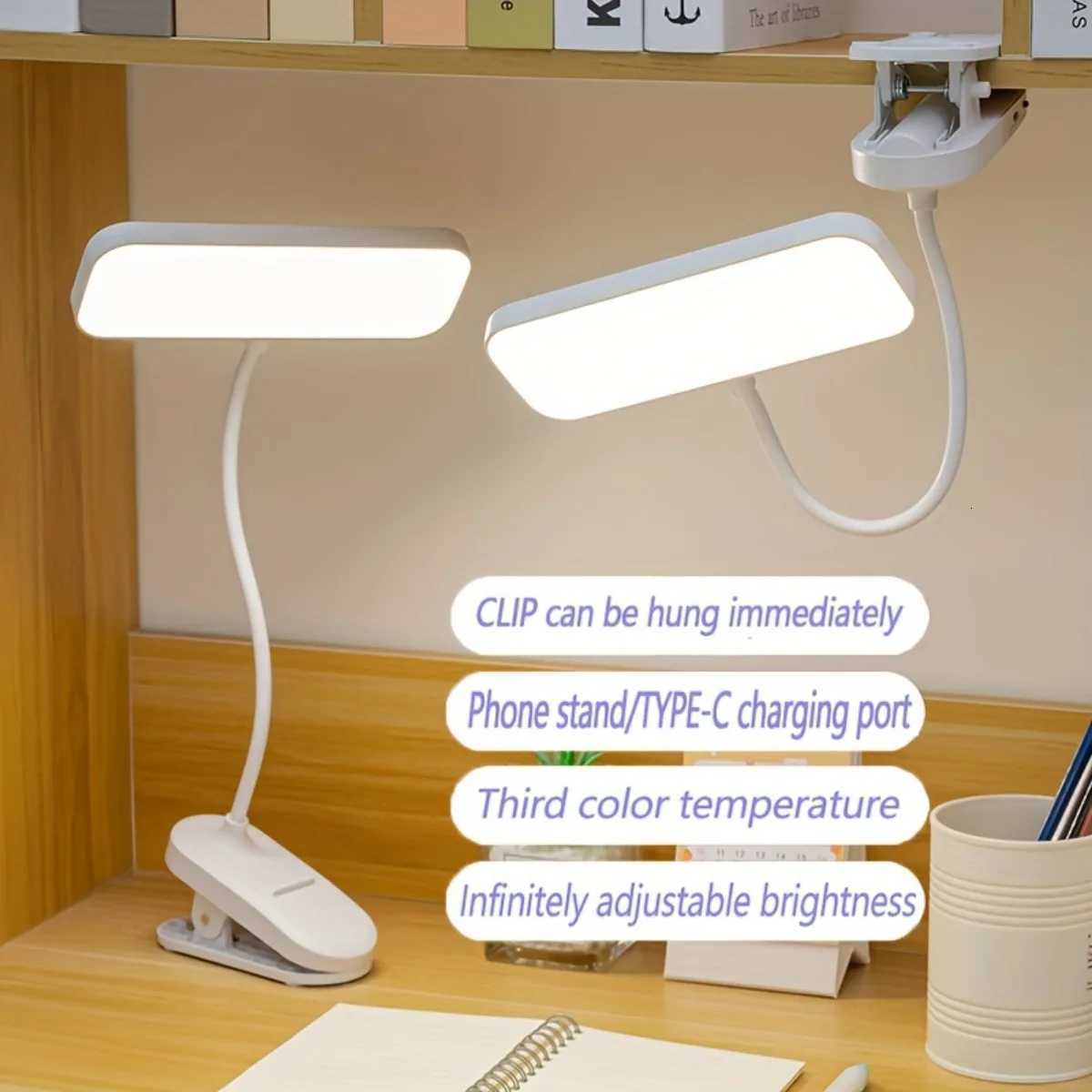 Clamp desk lamp dormitory home reading lamp desk LED rechargeable and plug-in dual-purpose desk lamp bedroom bedside lamp M251120