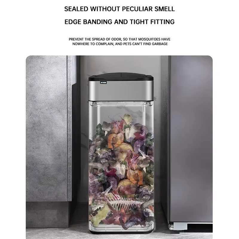 20/40/50/60LSmart Sensor Trash Can Waterproof Fashion Smart Trash Can Stainless Steel Wastebasket For Kitchen Living Room Bin C251120