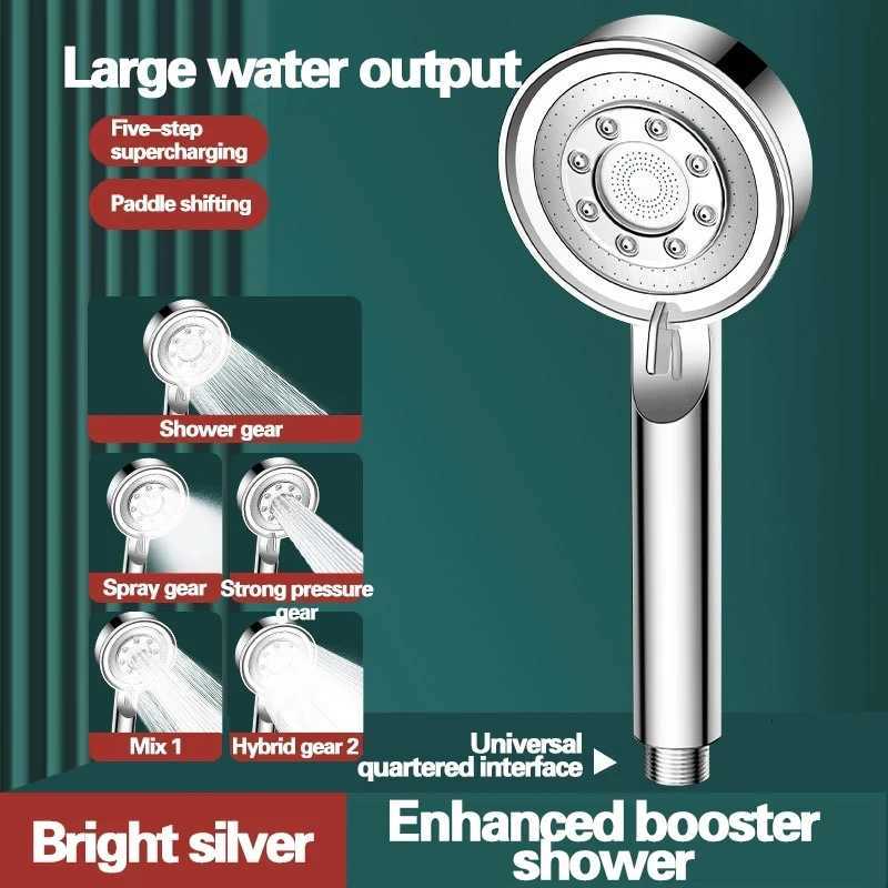 New 5 Modes Shower Head Adjustable High Pressure Water Saving Water Massage Shower Head Hook Hose Set Bathroom AccessoriesM251120
