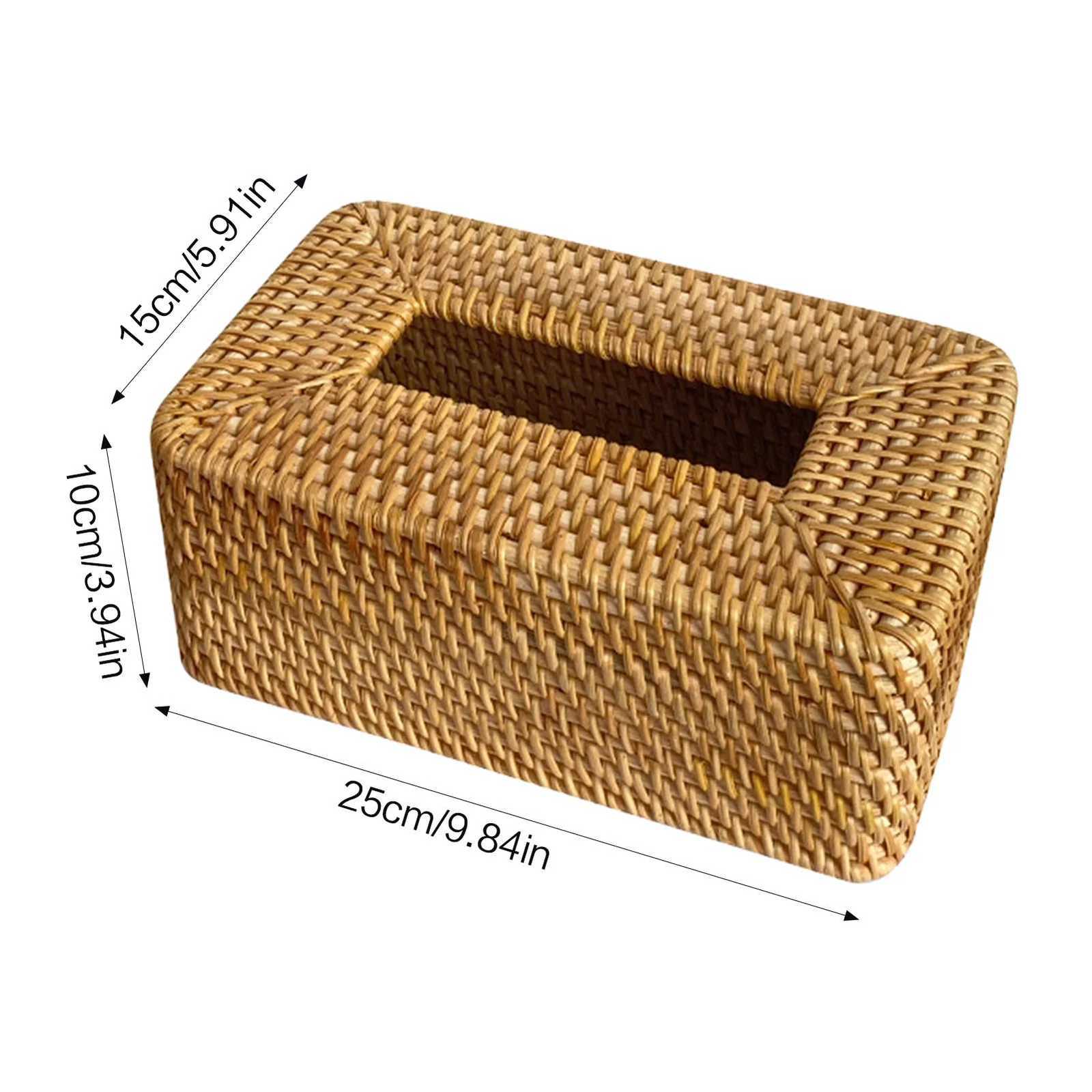 Rattan Tissue Box Cover Hand Woven Square Rattan Holder Tissues Creative Desktop Living Dining Room Tissue Box Storage Tray C251120