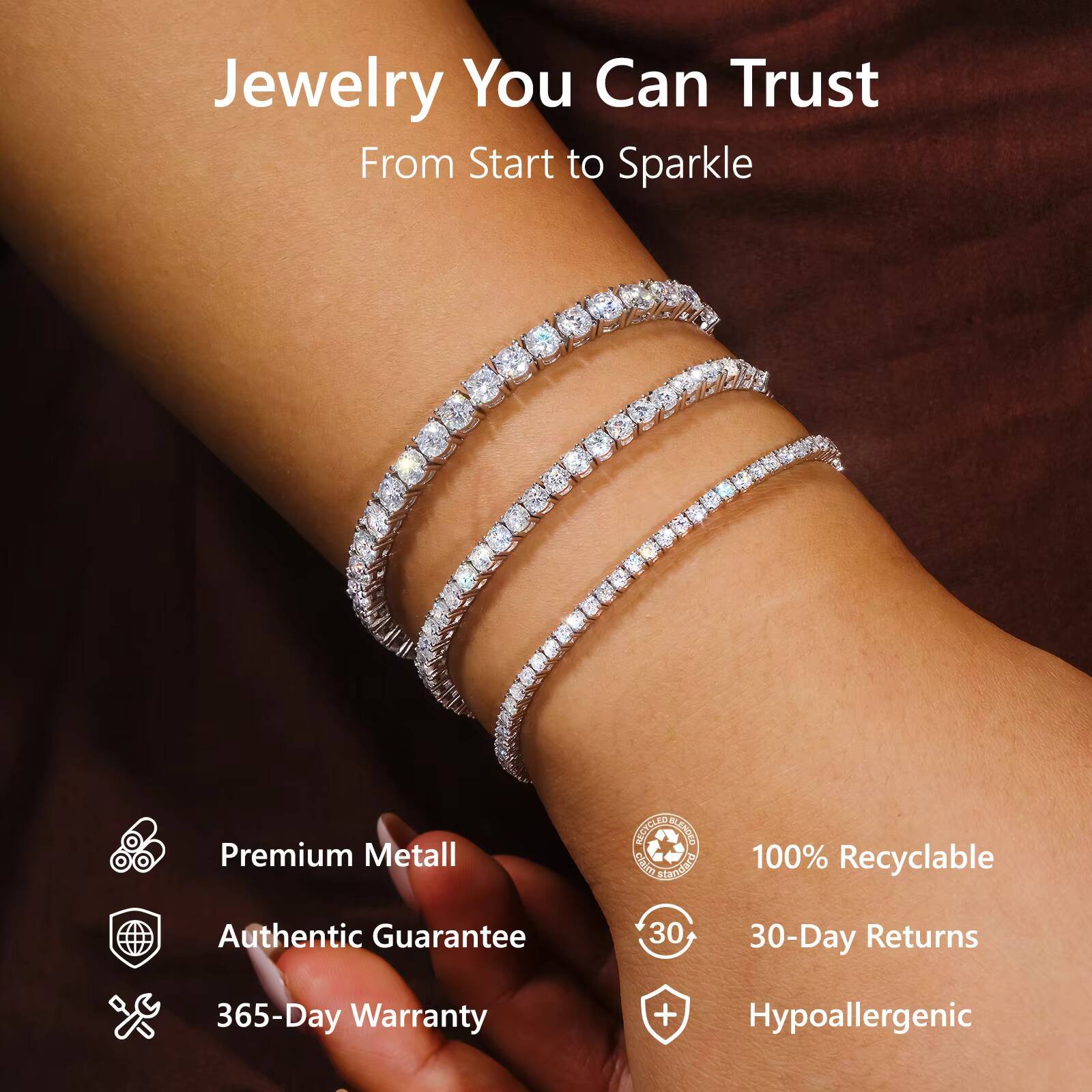 Sparkly 925 Sterling Silver Classic Tennis Bolo Bracelet 14K Gold Plated 2/3/4mm Adjustable Cubic Zirconia CZ Women Jewelry Gift