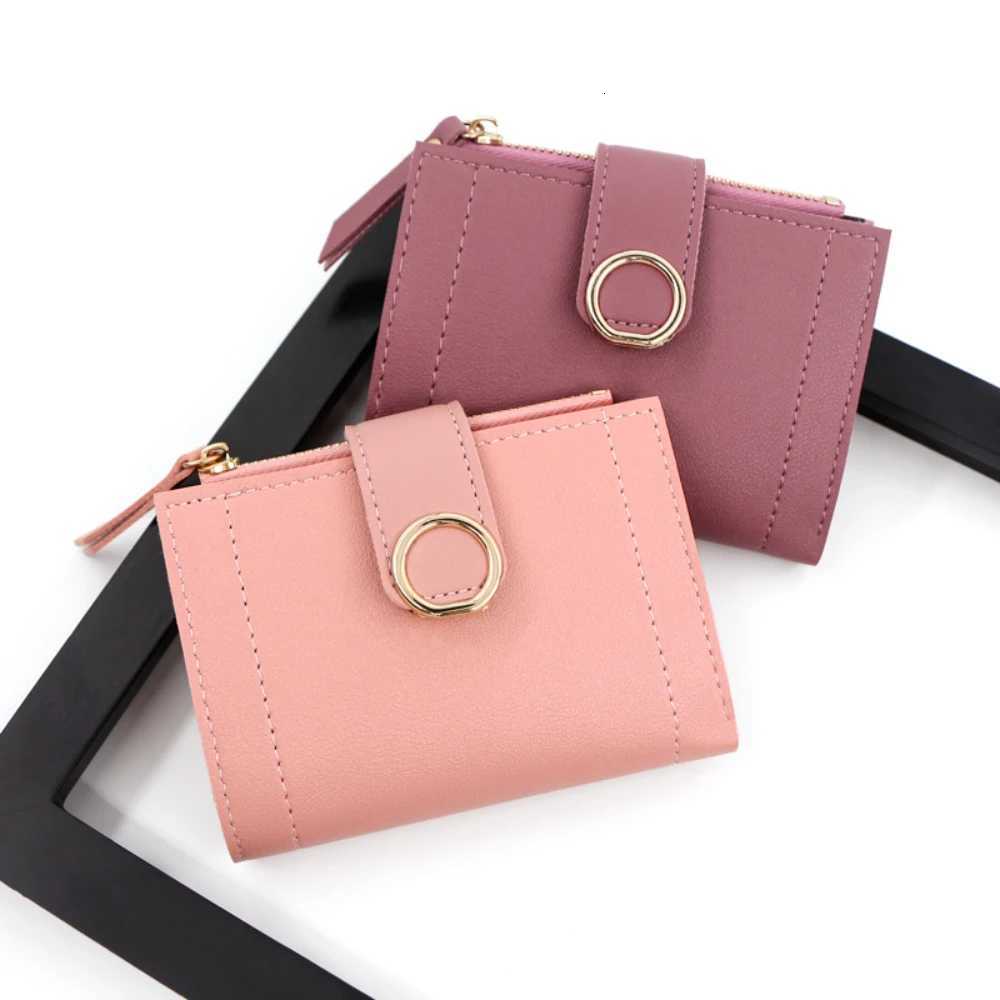 A new type of short zipper wallet with a buckle a fresh and artistic small square coin purse for womenW251120