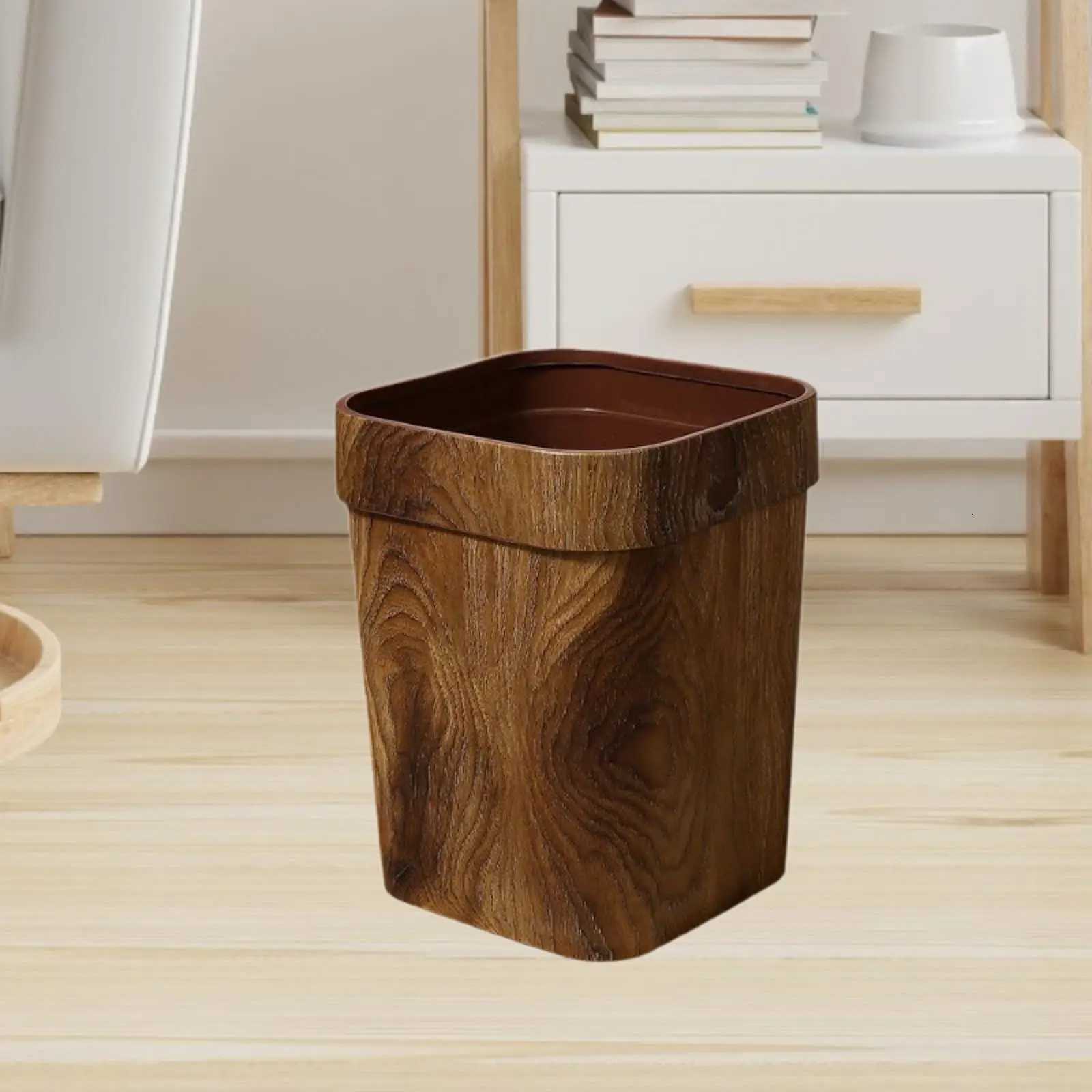 Trash Can Decorative Anti Skid Stylish Leakproof Rectangle Waste Bin Rubbish Bin for Home Dorm Bathroom Living Room Kitchen C251120