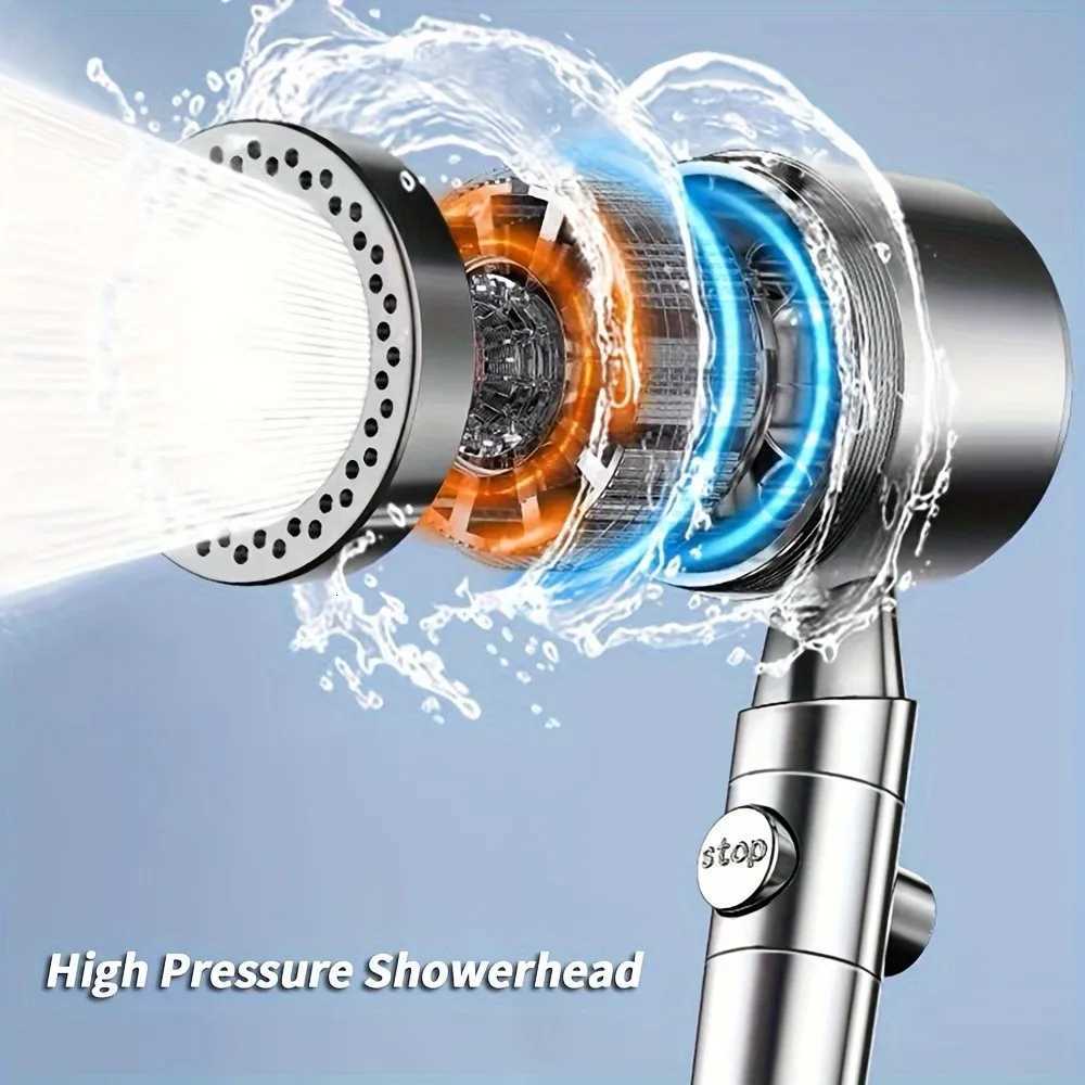 6 Modes High Pressure Shower Head ABS Water Saving Filter Showerhead Fall Resistance Bath Shower Nozzle Set with Stop ButtonM251120