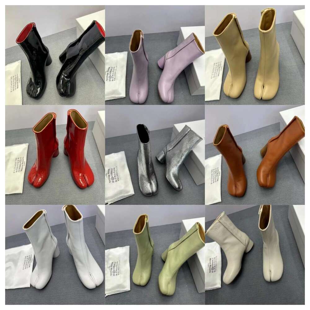 Luxury Designers Men Women Tabi broken mirror Fashion Leather 3.5cm 6cm 8cm ankle Autumn winter High quality Toe parting kitten heel boots Tabi womens shoes