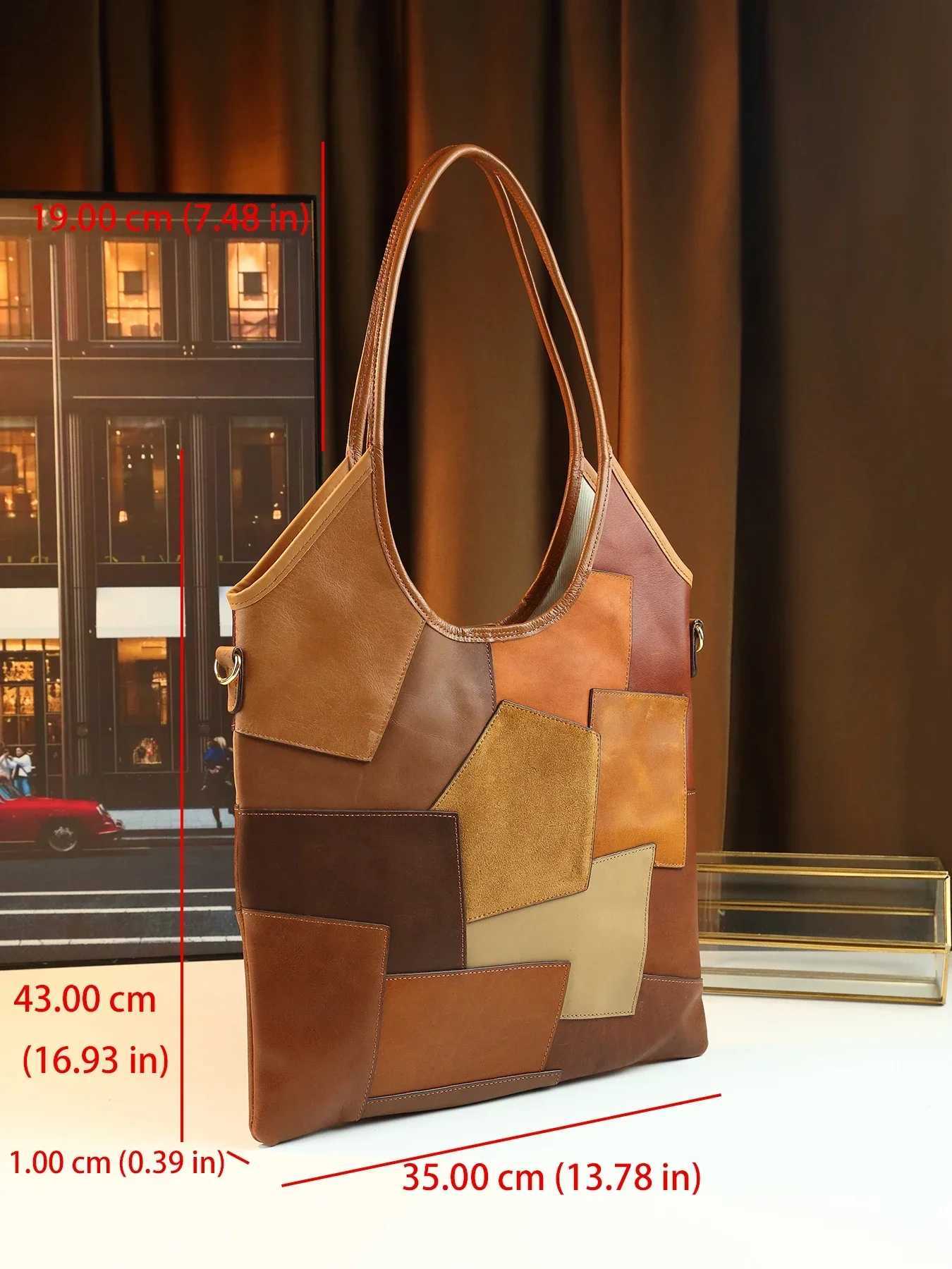Autumn and winter Korean large-capacity tote bag cmuter bag color block shoder bag Y251120