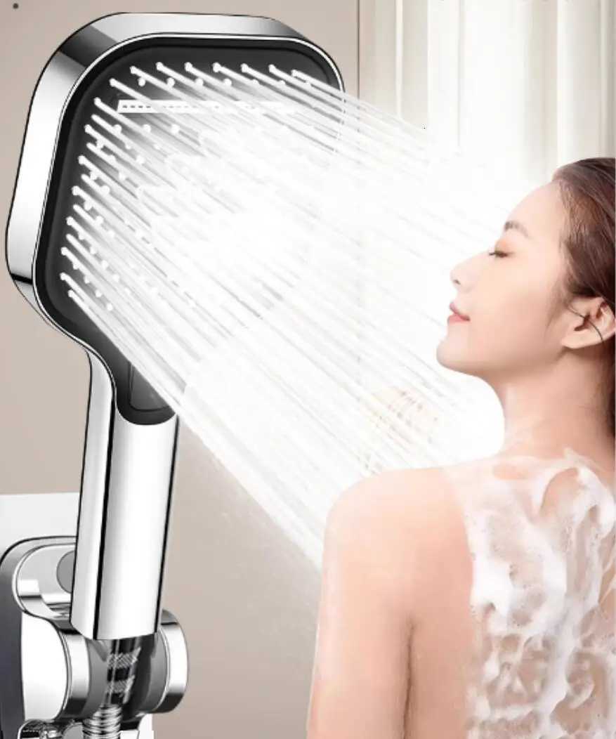 New 12CM Big Panel High Pressure Shower Head Turbo Replete for Shower 3 Molds Knobs Saving Shower Head Bathroom AccessoriesM251120
