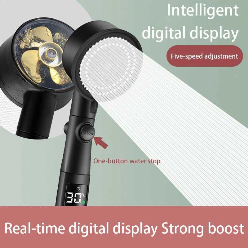 5-Speed High-Pressure Shower Head Water Temperature Turbocharged Shower Head Intelligent With LED Smart temperature Display NewM251120