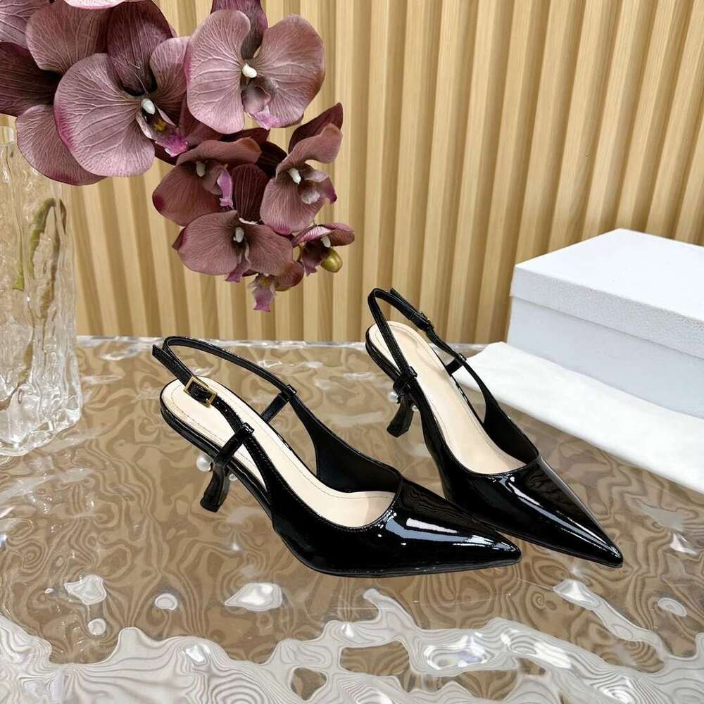 Women Size35-41 Patent Leather Pumps Sgbacks Super High Heels Pearl Sandals Party Designer Shoes atillas De Mujer