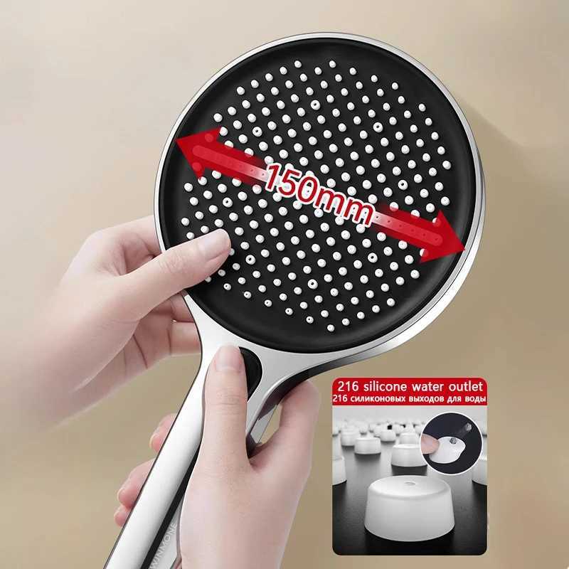 224 Holes High-pressure Rainfall Handheld Shower Head 4 Mode Large Panel Large Flow Bath Rain Shower Bathroom Faucet AccessoriesM251120