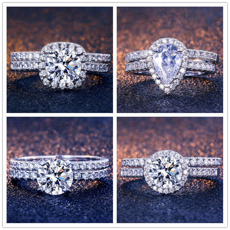 Men and women engagement and wedding ice out vvs Mosan stone set sterling silver rings Free shipping