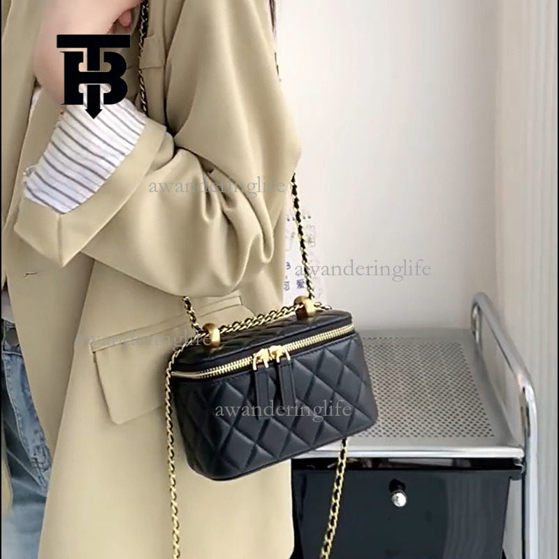 TB BHULAMTE Designer Luxury Women's Box Shoulder Bag Mini Sheepskin Golden Ball Chain Makeup Strap Small Square Bag Fashion Simple Handbag Gift A