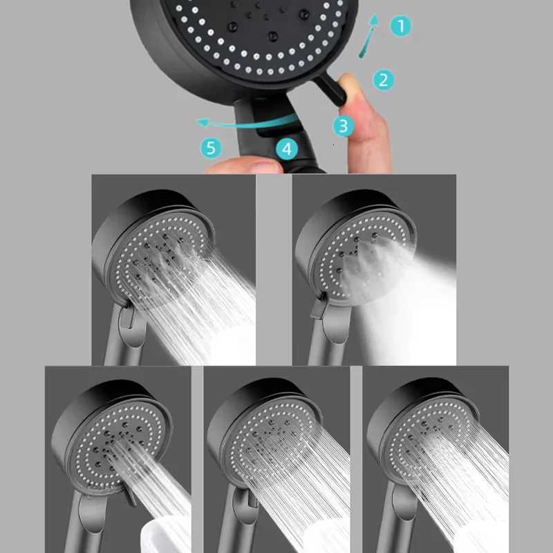 NEW Black 5 Modes Water Saving Shower Head Adjustable High Pressure Sprayer Shower Water Massage Shower Head For BathroomM251120