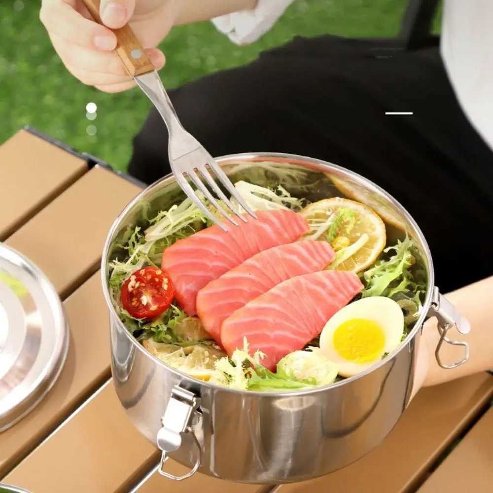 High Quality 304 Stainless Steel Lunch Box Sealed Round Fresh-keeping Box Leak-proof Large Capacity Storage Box PicnicM251121