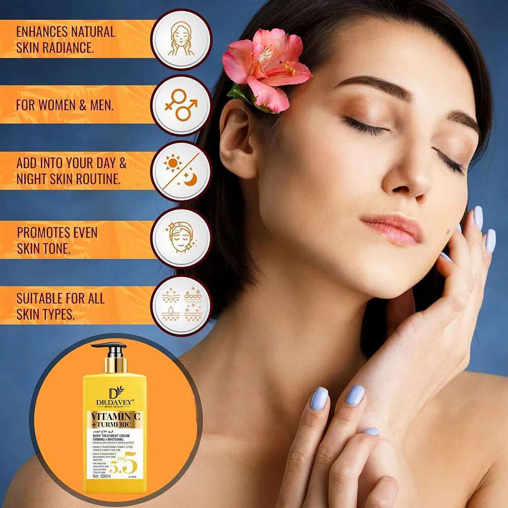 Vitamin C Natural Turmeric Brightening Body Lotion, Reduce Blemish, Acne, Smooth , Glowing & Cream, For All Skin Types
