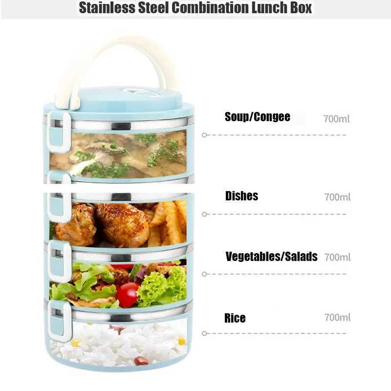Stainless Steel Lunch Box Stackable Leak-Proof Thermal Bento Boxes for Adults Kids Portable Food Container for Home Work PicnicM251121