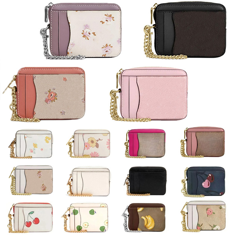 New Wallet of Women purple blossoms Chain wallet Extra Large Capacity Card Case Zipper Card Holder Stylish bags pink Wallet Coin purse Coin wallet free shipping