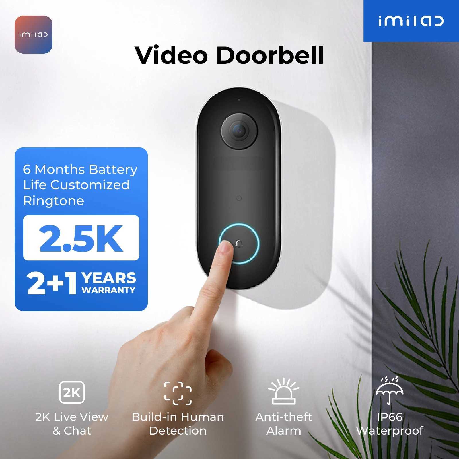 IMILAB Smart Home Video Doorbell Camera WiFi 2.5K Security Protection Human Detection Local Storag Instant Alarm 5200mAh X250421
