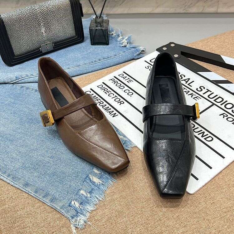 Black Mary Jane for Women 2025 Fall Designer Shoe comfortable Chunky Heel dress Shoes Trendy flats