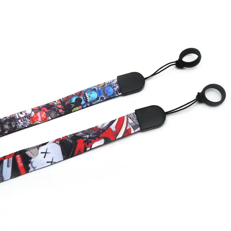 Custom Printed Logo Detachable Anti-loss Neck Strap Pen Holder Lanyards with Silicon Rubber Ring